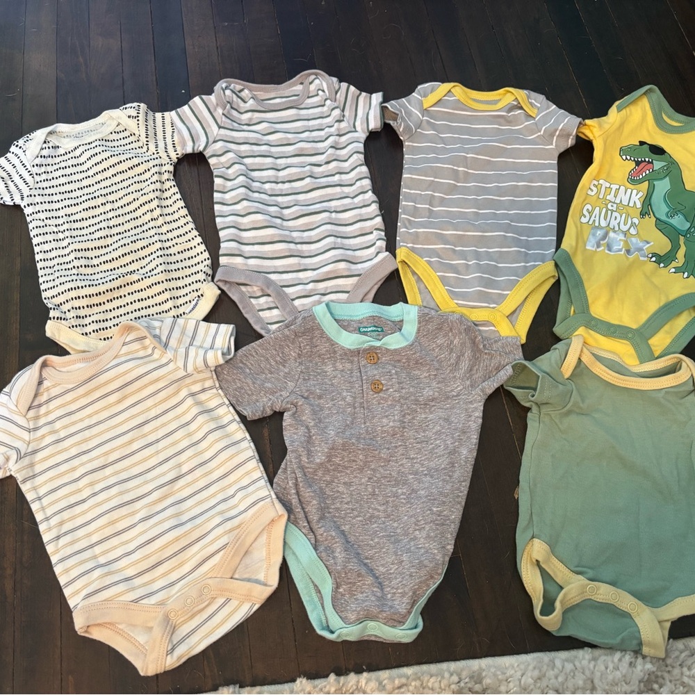 Baby Onesie Set - Stripes and Dinosaur